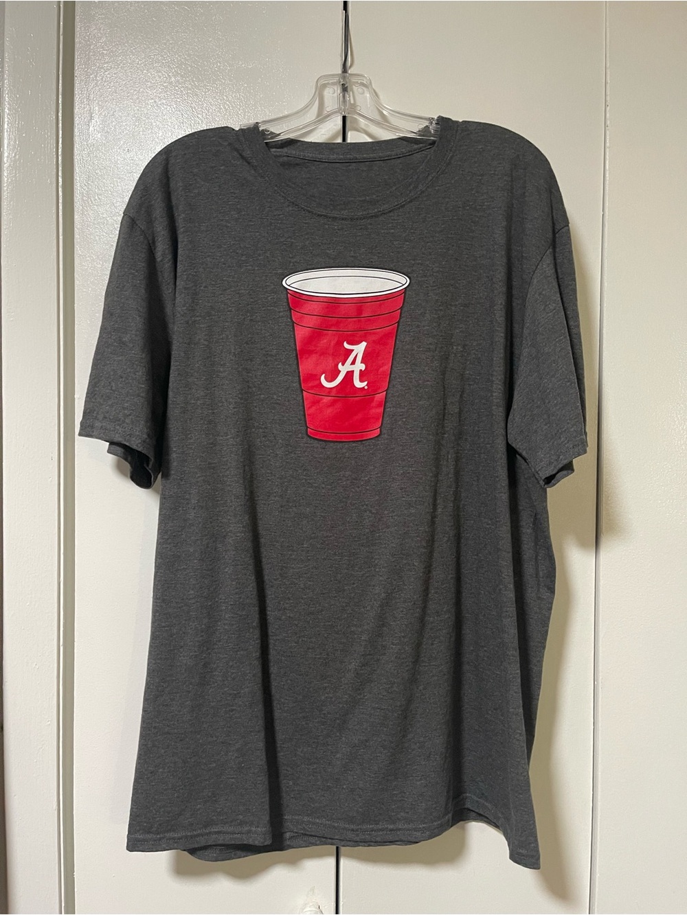 Charcoal Short Sleeve Tee with Red Cup Alabama A Graphic